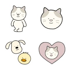 [LINE絵文字] ねこちゃん_いぬとひよこちゃんの画像