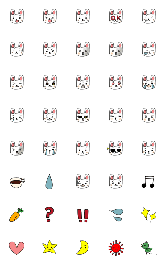 [LINE絵文字]素朴なカワイイうさぎ達♫の画像一覧