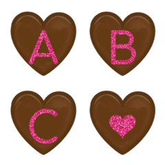 [LINE絵文字] brown chocolate and pink glitter emojiの画像