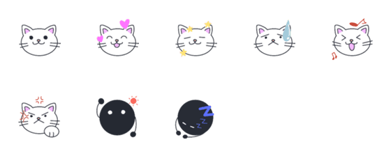 [LINE絵文字]cat and kuromaruの画像一覧