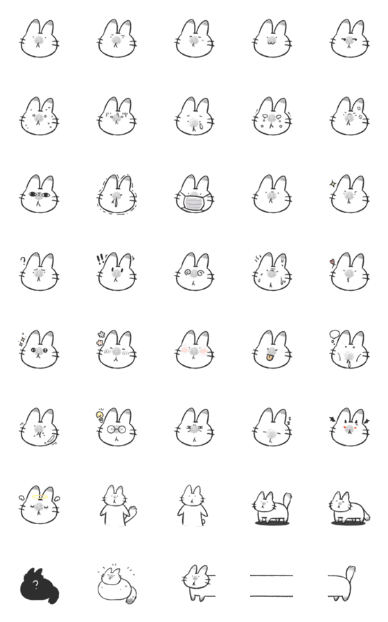 [LINE絵文字]Rabbitcat emoji debutの画像一覧