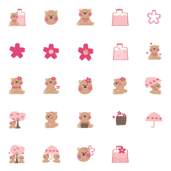 [LINE絵文字]Sakura Bear for a walkの画像一覧