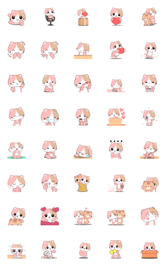 [LINE絵文字]Pinky the cat : Animated emojiの画像一覧