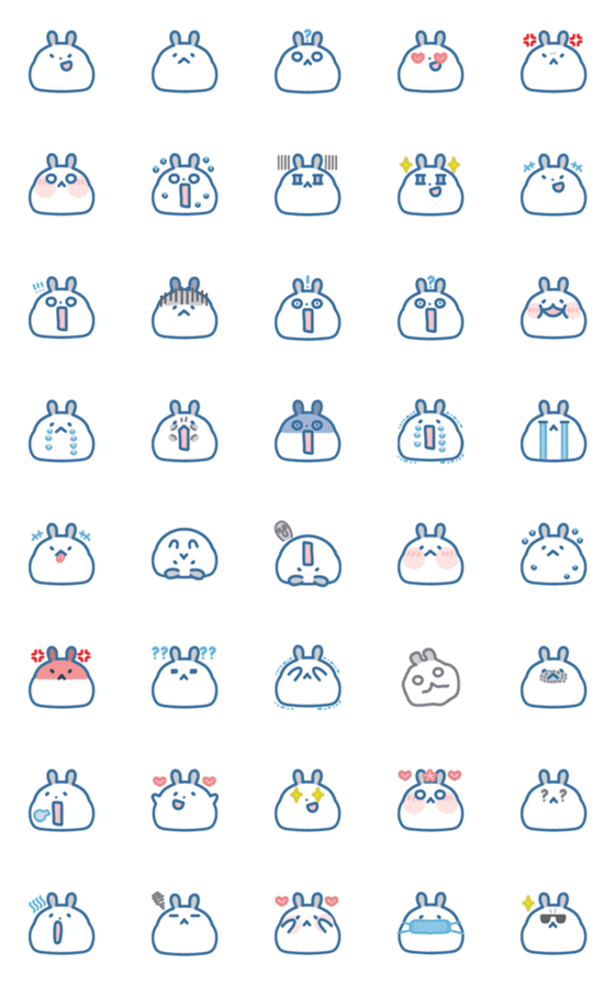 [LINE絵文字]Starry-Whale Friends - Rabbit Emojiの画像一覧