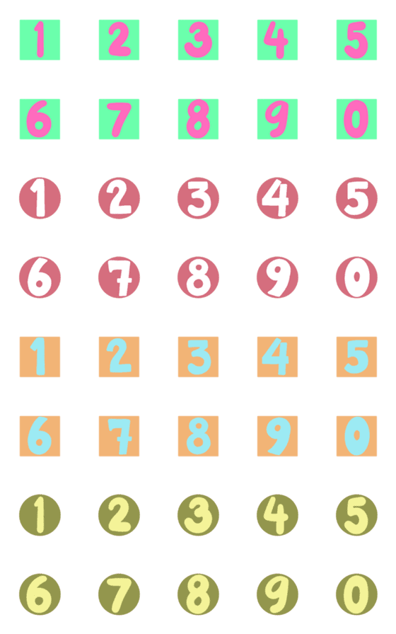 [LINE絵文字]Number in square and circleの画像一覧
