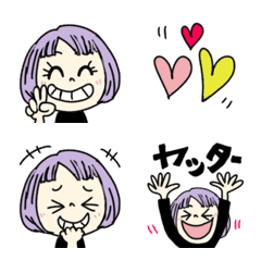 [LINE絵文字] purpleヘア☆Girl絵文字の画像