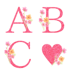 [LINE絵文字] pink and yellow flower and glitter emojiの画像