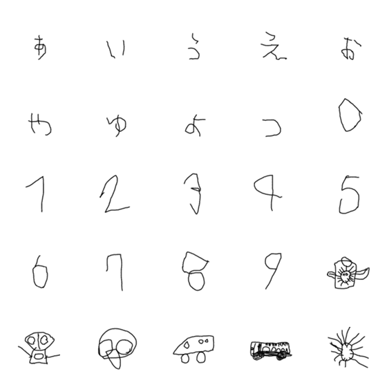 [LINE絵文字]らいらいの初文字③小文字と数字の画像一覧