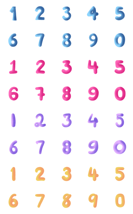 [LINE絵文字]Ombre Number Emojiの画像一覧