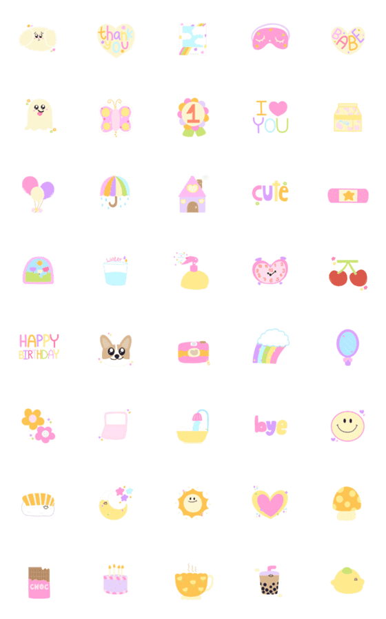 [LINE絵文字]Cuties pastel emojiの画像一覧