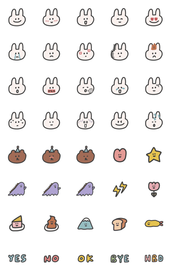 [LINE絵文字]87 rabbit Emoji 1.0の画像一覧