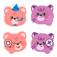 [LINE絵文字] bear and cat cute emojisの画像