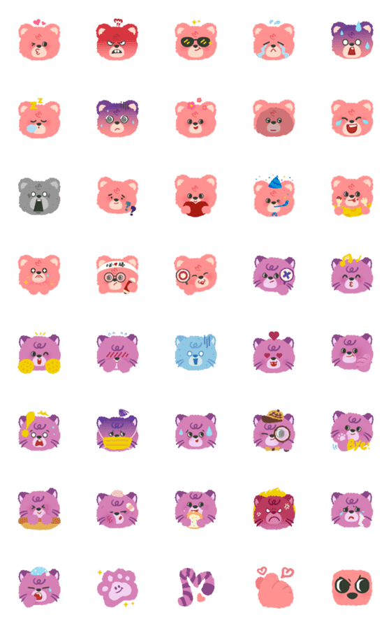 [LINE絵文字]bear and cat cute emojisの画像一覧