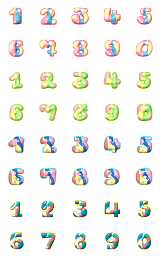 [LINE絵文字]Number sweet puffy colorful emojiの画像一覧