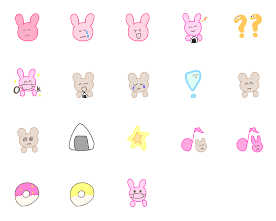 [LINE絵文字]a cute rabbit and bear lifeの画像一覧