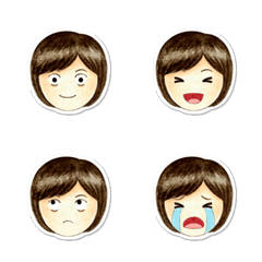 [LINE絵文字] ダークボブヘアスタイル 個人的なemojiの画像