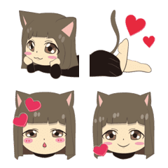 [LINE絵文字] 猫耳女の子2♡動く絵文字♡の画像