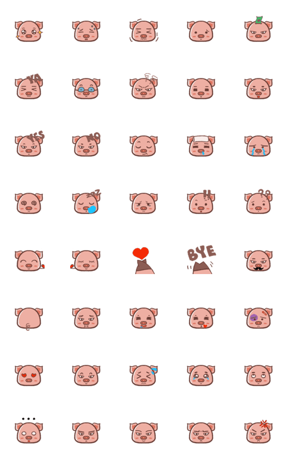 [LINE絵文字]Cute Pig by Qinの画像一覧