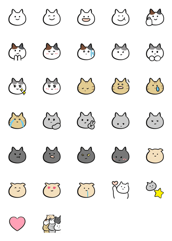 [LINE絵文字]adorable cats♡猫/シンプルの画像一覧