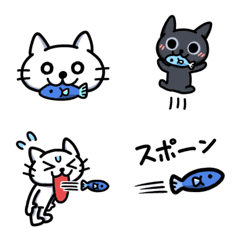 [LINE絵文字] お魚くわえたのら猫の画像