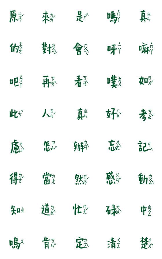 [LINE絵文字]Popular Zhuyin chinese big words5の画像一覧