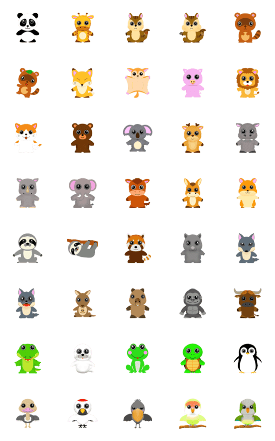 [LINE絵文字]きゅるるんお目めのかわいい動物たちの画像一覧