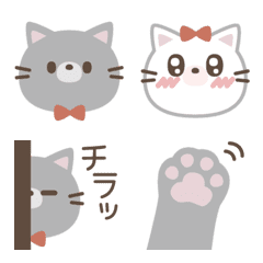 [LINE絵文字] ねこさんのお顔（灰色と白）の画像