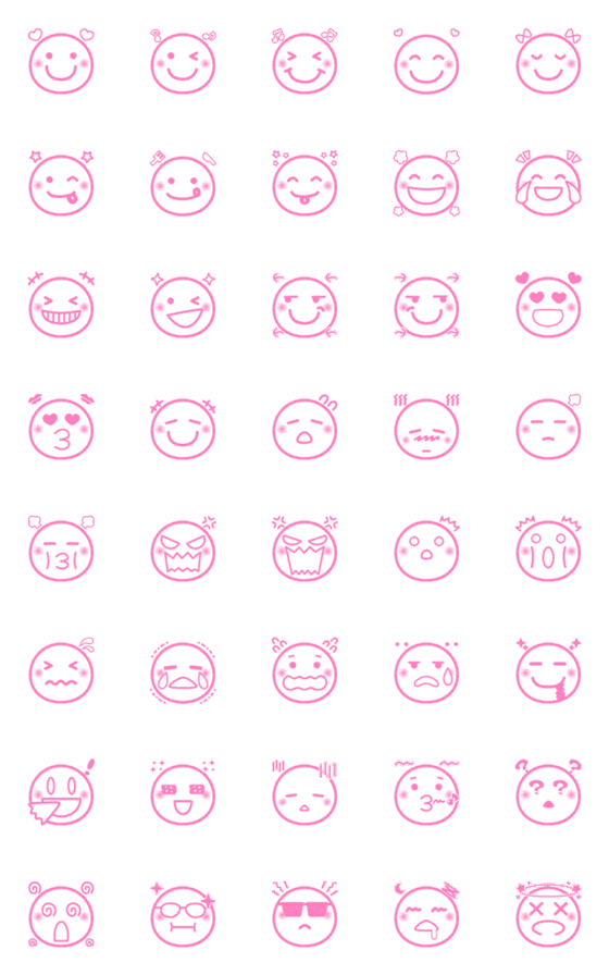 [LINE絵文字]PINK FACE うごく絵文字の画像一覧