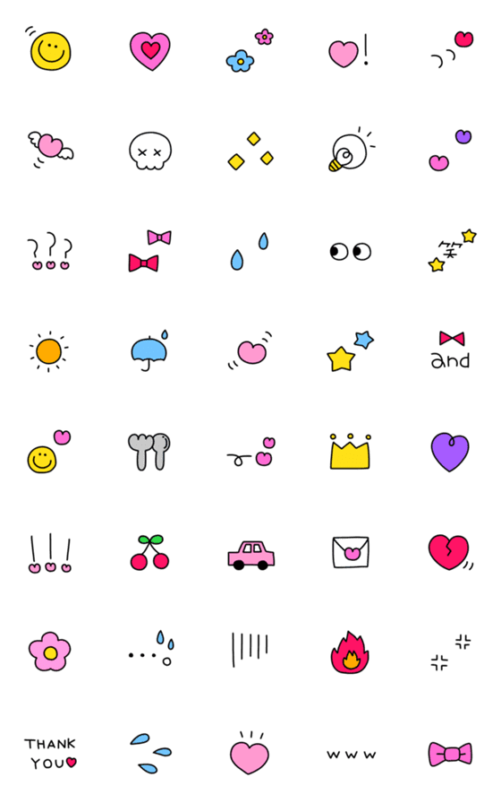 [LINE絵文字]ポップ可愛い♡基本の絵文字の画像一覧