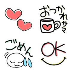 [LINE絵文字] 手描きあいさつ絵文字の画像