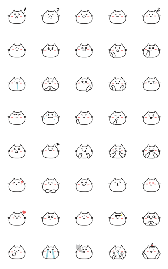 [LINE絵文字]White cat:> emojiの画像一覧