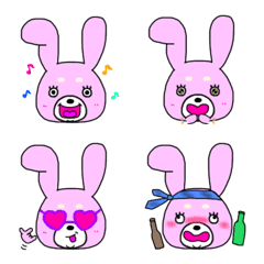 [LINE絵文字] ピンクのぱっちり目うさぎの画像