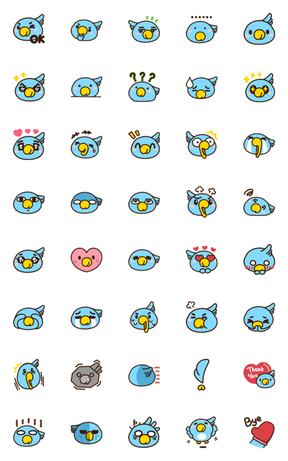 [LINE絵文字]little blue parrot stickerの画像一覧