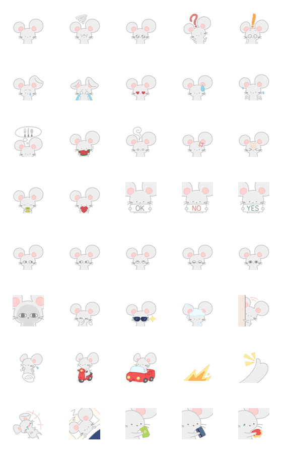 [LINE絵文字]Zhi Mu The Gray Mouse Daily Emojiの画像一覧