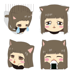 [LINE絵文字] 猫耳女の子3♡動く▶絵文字②♡の画像