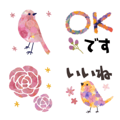 [LINE絵文字] ✳︎Fleurs et oiseaux✳︎あいさつ絵文字の画像