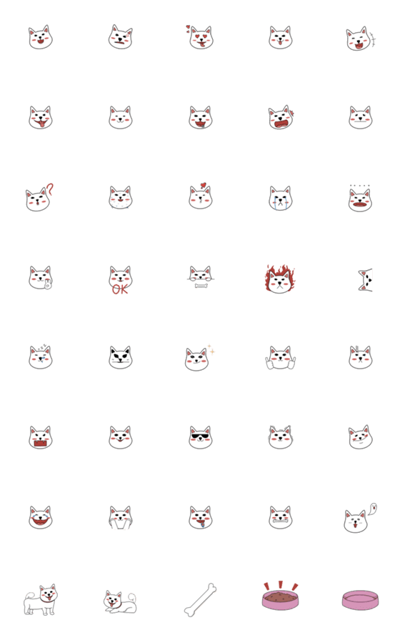 [LINE絵文字]Cute fluffy white dog Emojiの画像一覧