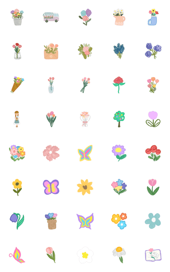 [LINE絵文字]flower garden emoji :-)の画像一覧