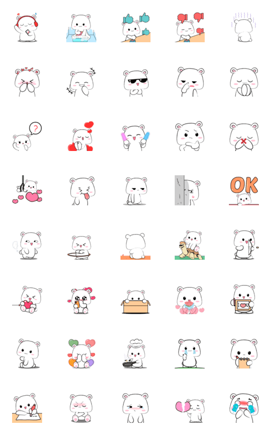 [LINE絵文字]White Mouse : Animated emojiの画像一覧