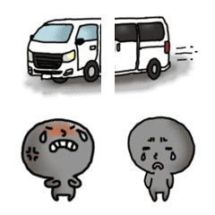 [LINE絵文字] 石ころ人形と車の絵文字の画像