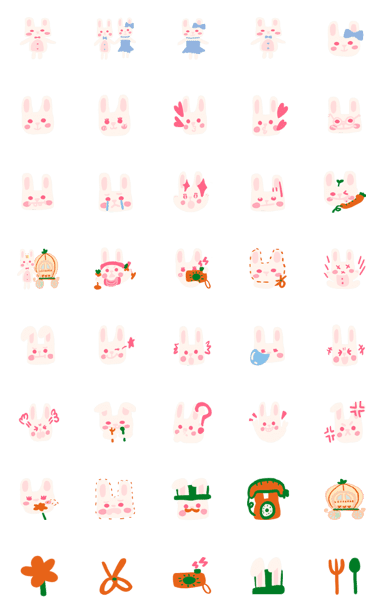 [LINE絵文字]Carrot white rabbit1revised editionの画像一覧