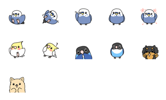 [LINE絵文字]インコと犬の絵文字の画像一覧