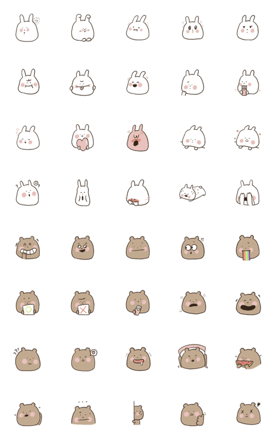 [LINE絵文字]Emoji of rabbit＆bearの画像一覧