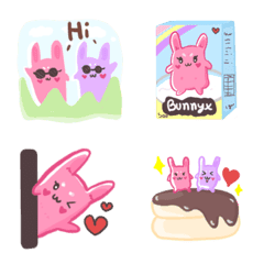 [LINE絵文字] Bunnyx square rabbit coupleの画像