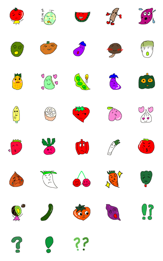 [LINE絵文字]果物！野菜！カラフル！の画像一覧