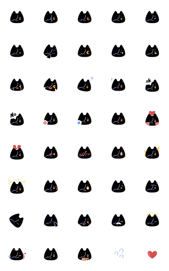 [LINE絵文字]Hwyoruka Emoji (Black cat ver.)の画像一覧