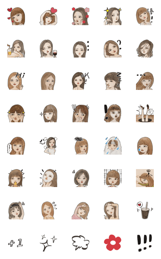 [LINE絵文字]Indifferent woman emojiの画像一覧