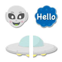 [LINE絵文字] 色画用紙 エイリアン ＆ 英単語 絵文字の画像
