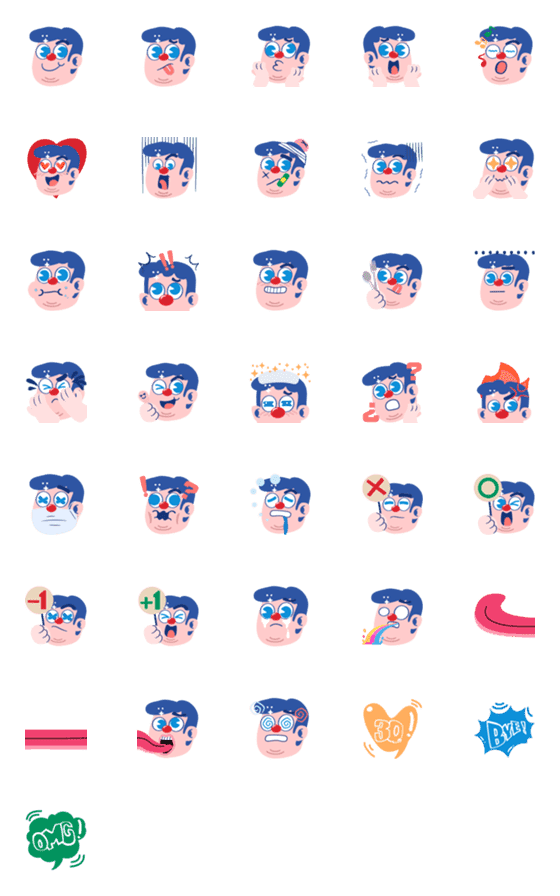 [LINE絵文字]BLUE MAN Emojiの画像一覧