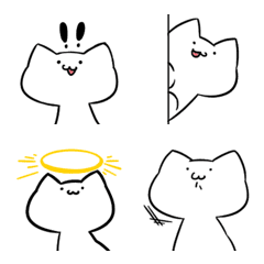 [LINE絵文字] New 変な白い猫絵文字の画像